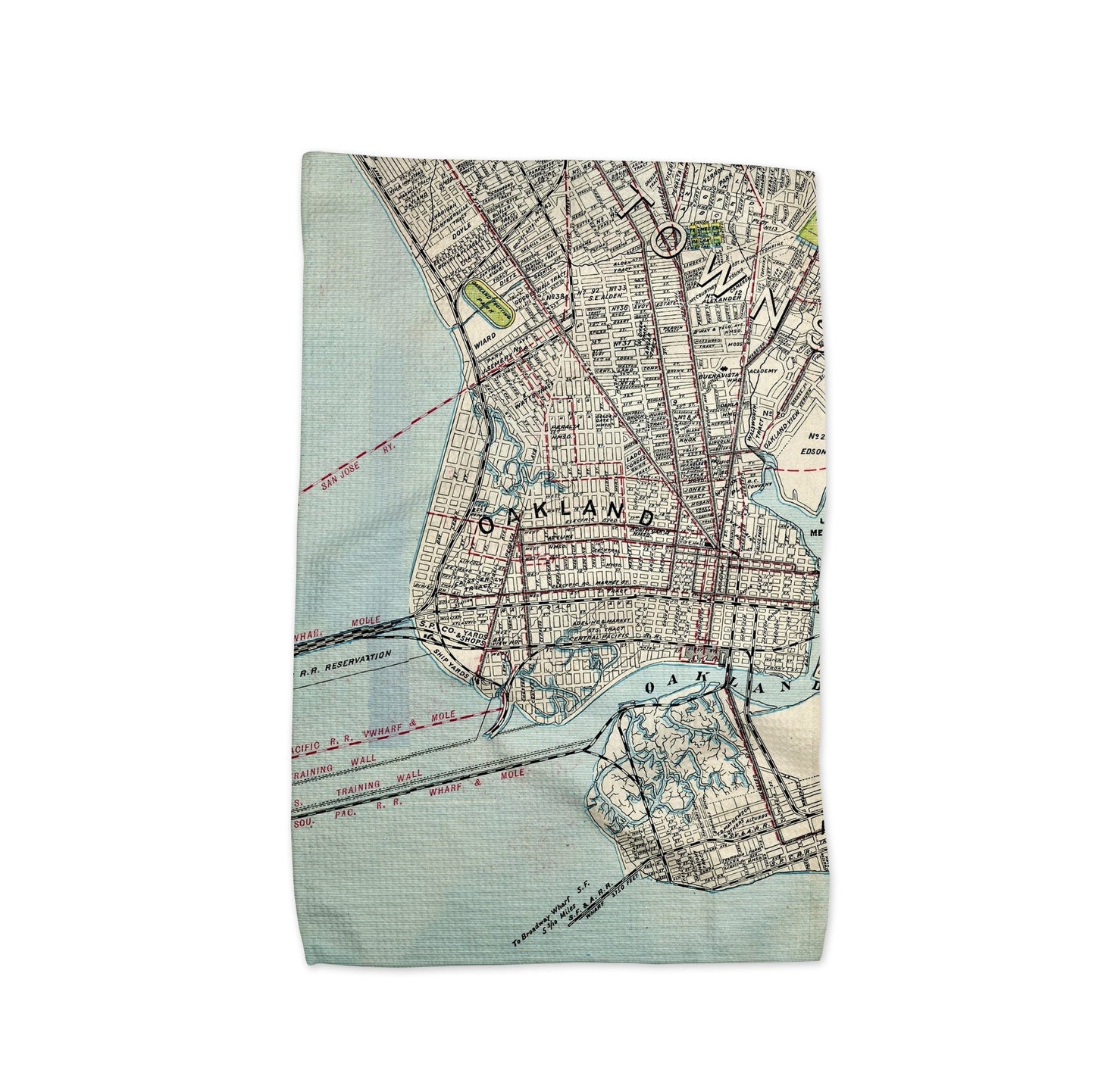 Oakland California Map Tea Towel | Waffle-Weave Kitchen Towel Gift