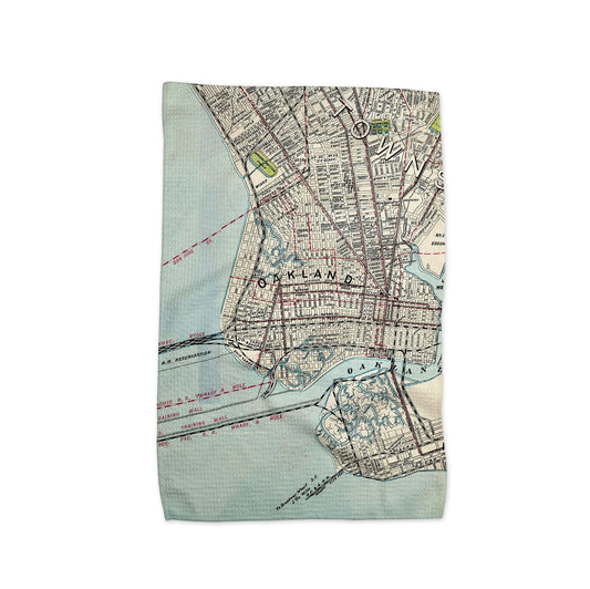 Oakland California Map Tea Towel | Waffle-Weave Kitchen Towel Gift