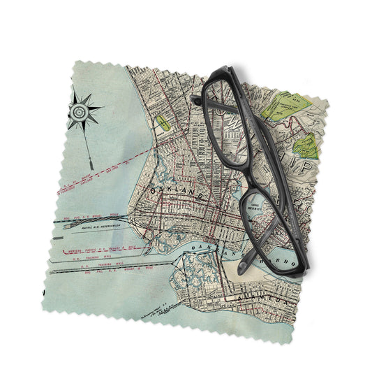 Oakland California Map Lens Cloth | Oakland Microfiber Glasses Cleaner | Travel Gift