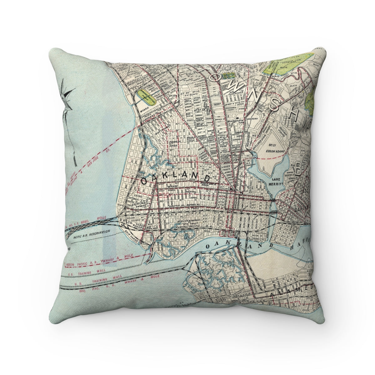 Oakland California vintage map pillow