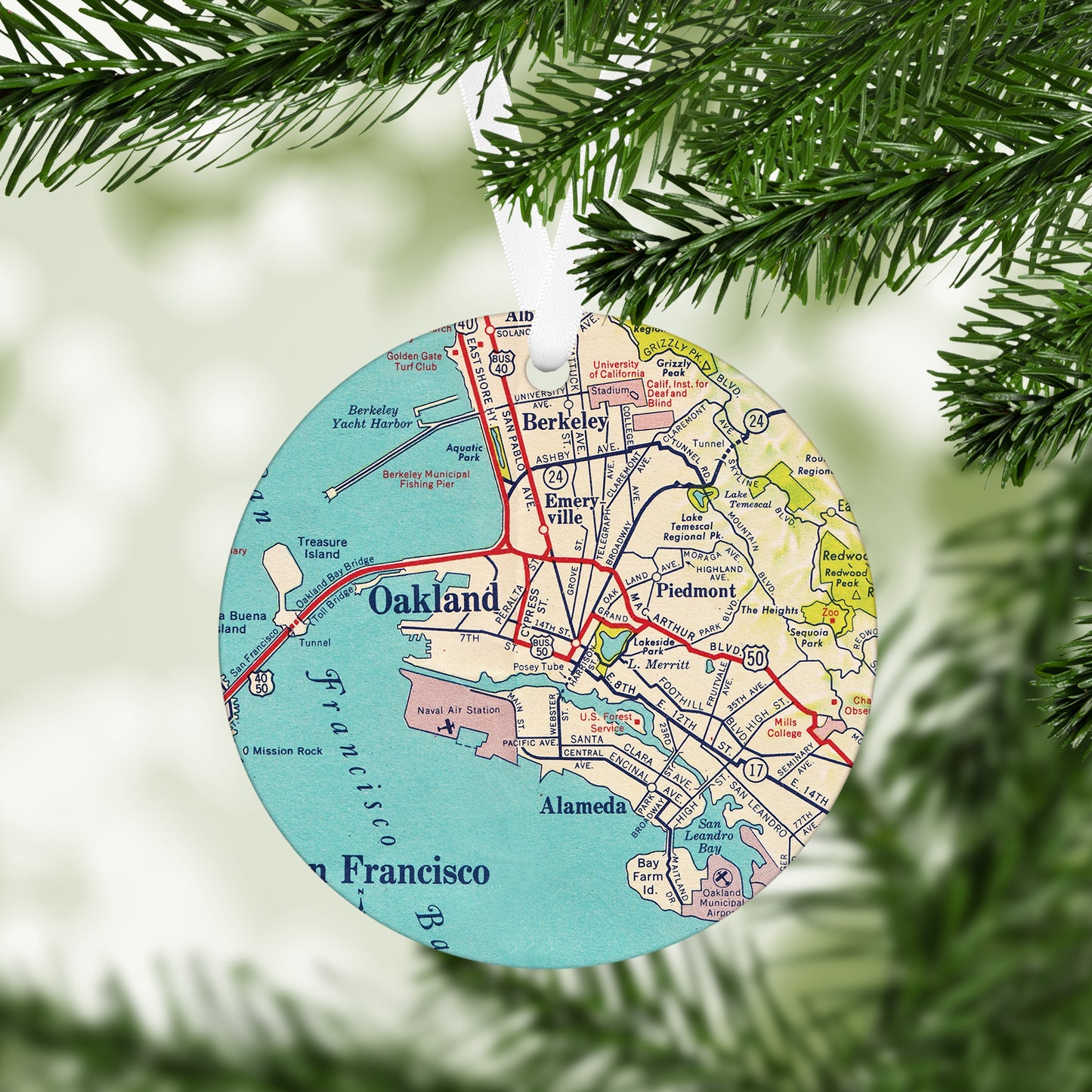 Oakland California Vintage Map Ornament