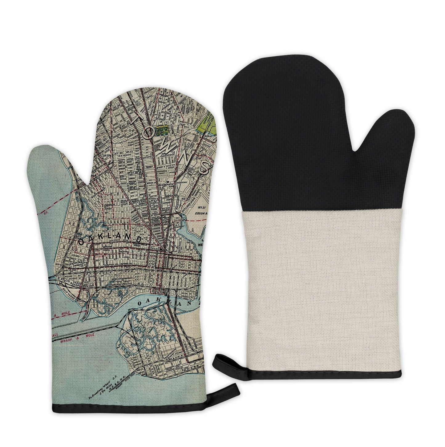 Oakland, California Map Oven Mitt | Vintage-Inspired Kitchen Gift