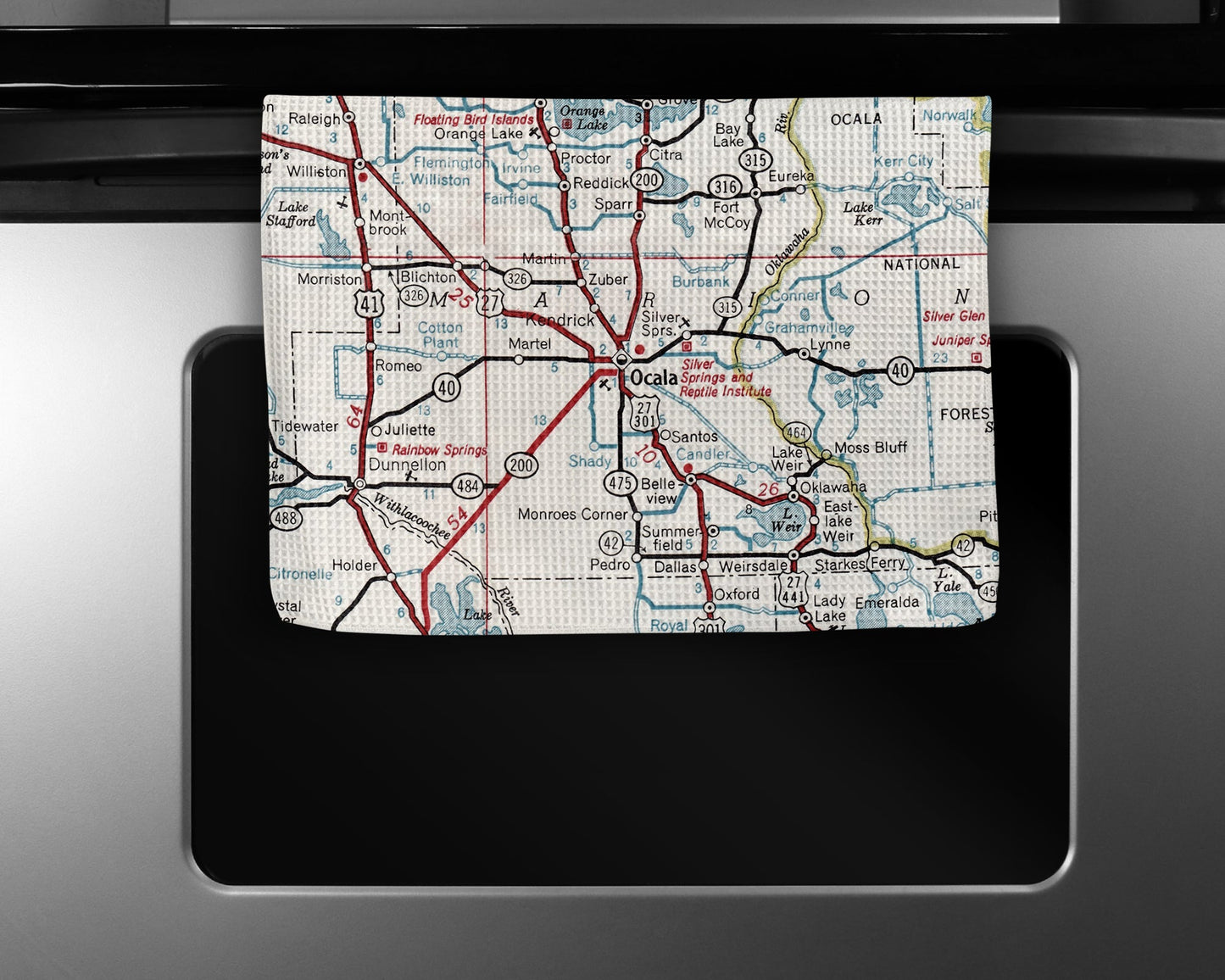 Ocala Florida Map Tea Towel | Waffle-Weave Kitchen Towel Gift