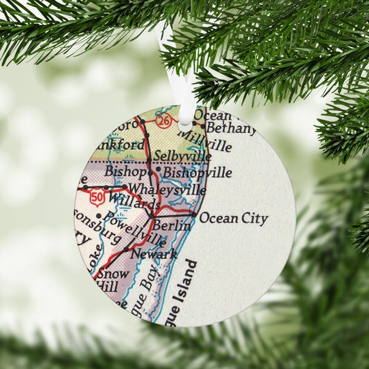 Ocean City Maryland Vintage Map Ornament