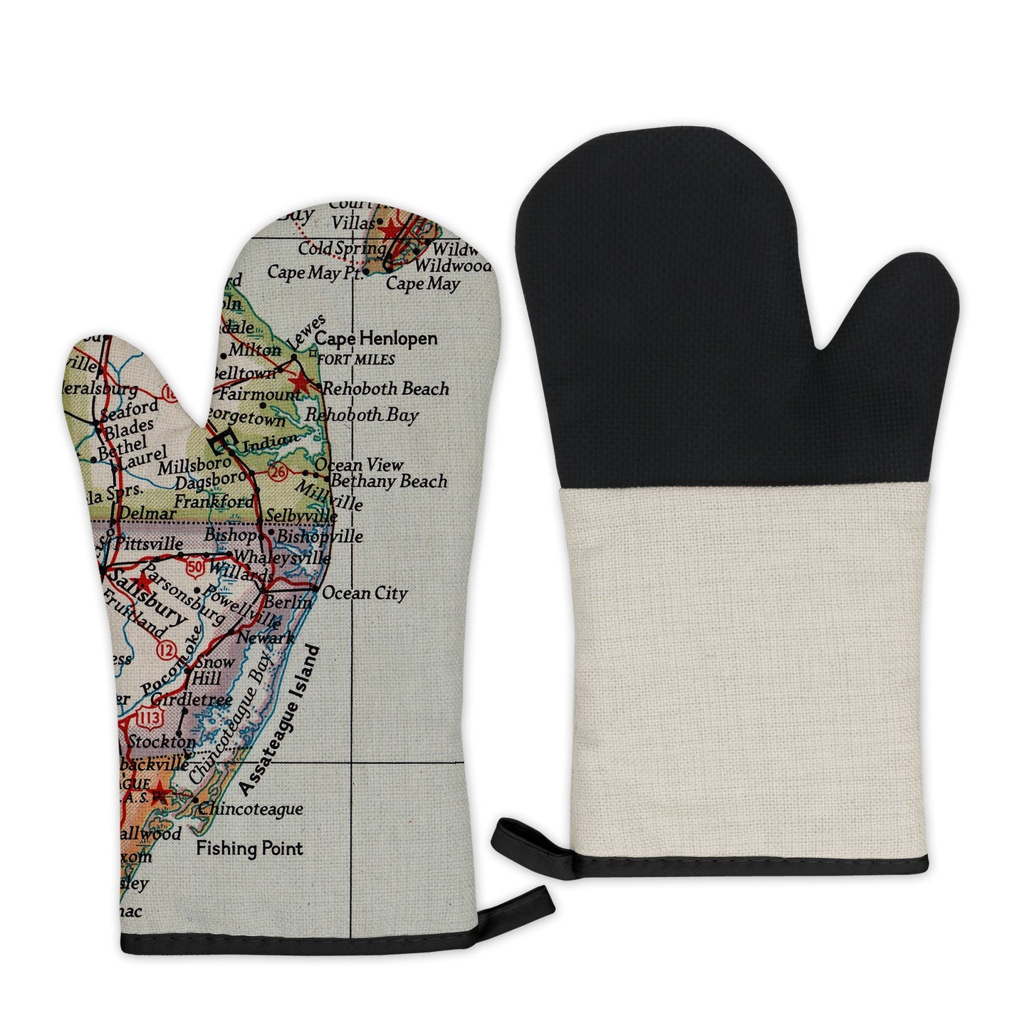 Ocean City, Maryland Map Oven Mitt | Vintage-Inspired Kitchen Gift