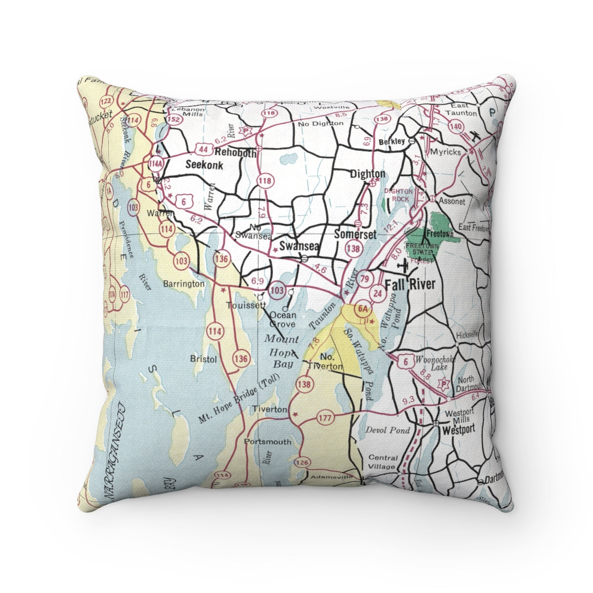 Ocean Grove Massachusetts vintage map pillow