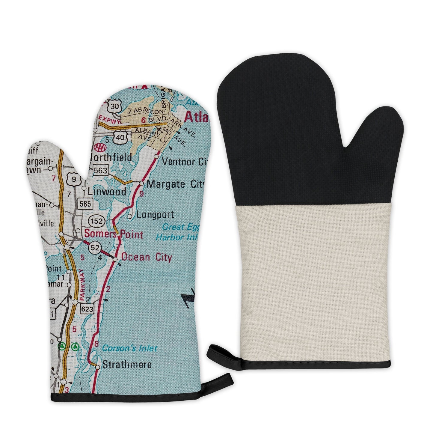 Ocean City, New Jersey Map Oven Mitt | Vintage-Inspired Kitchen Gift