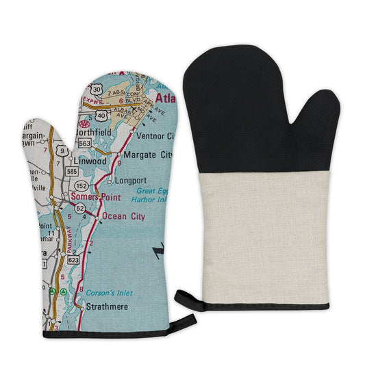Ocean City, New Jersey Map Oven Mitt | Vintage-Inspired Kitchen Gift