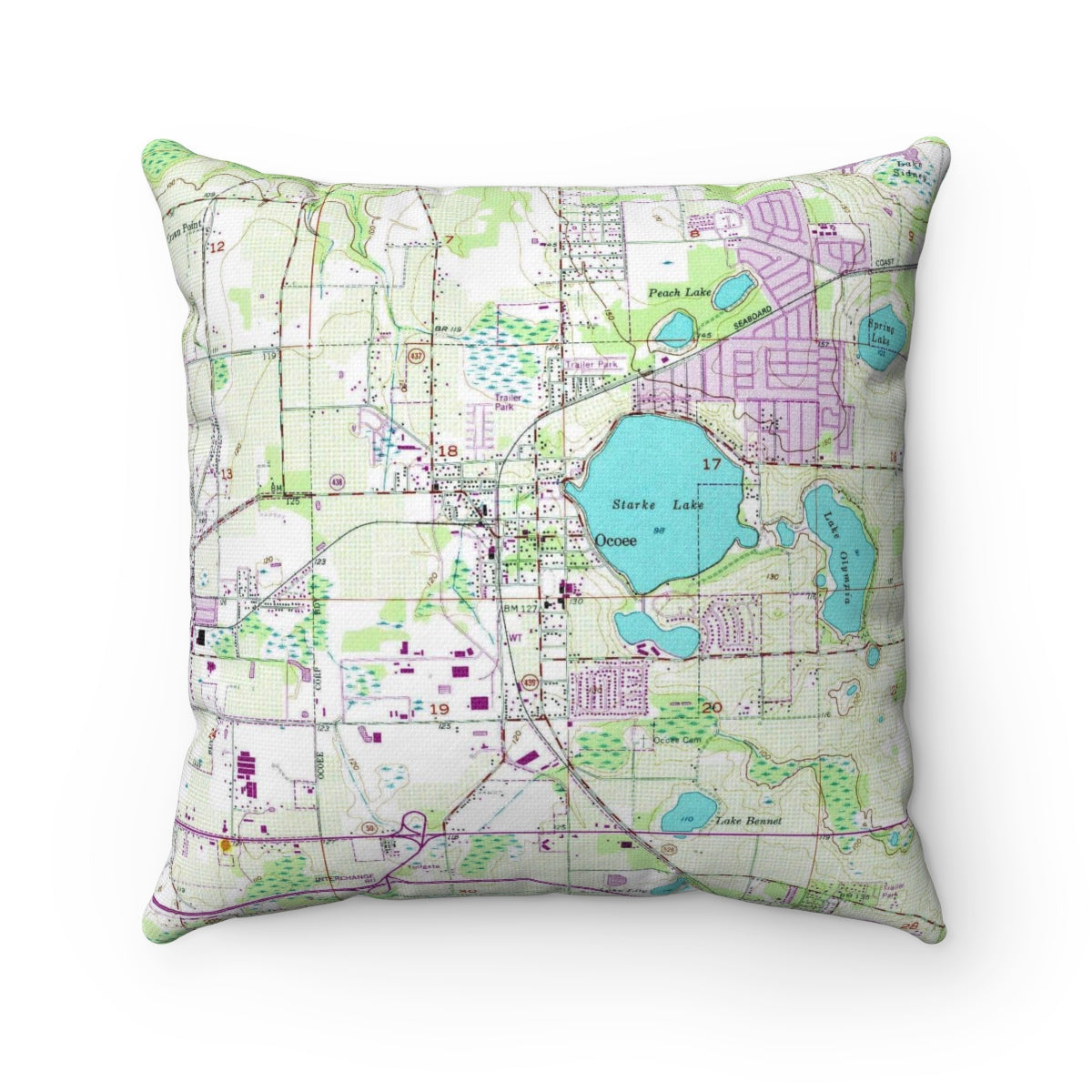 Ocoee Florida vintage map pillow