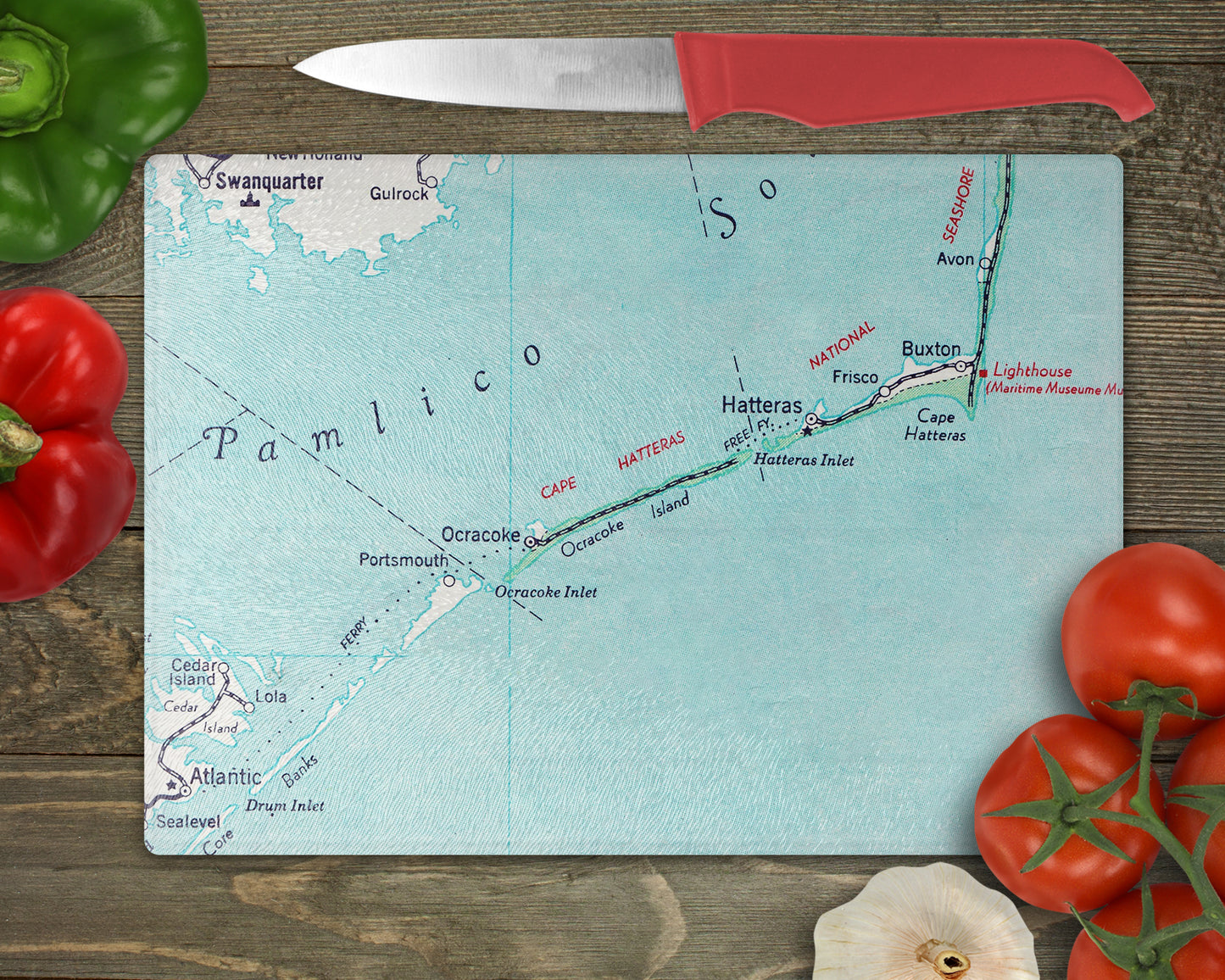 Ocracoke Island North Carolina Map Cutting Board | Travel Gift | Kitchen Decor