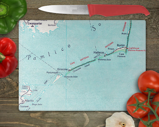 Ocracoke Island North Carolina Map Cutting Board | Travel Gift | Kitchen Decor