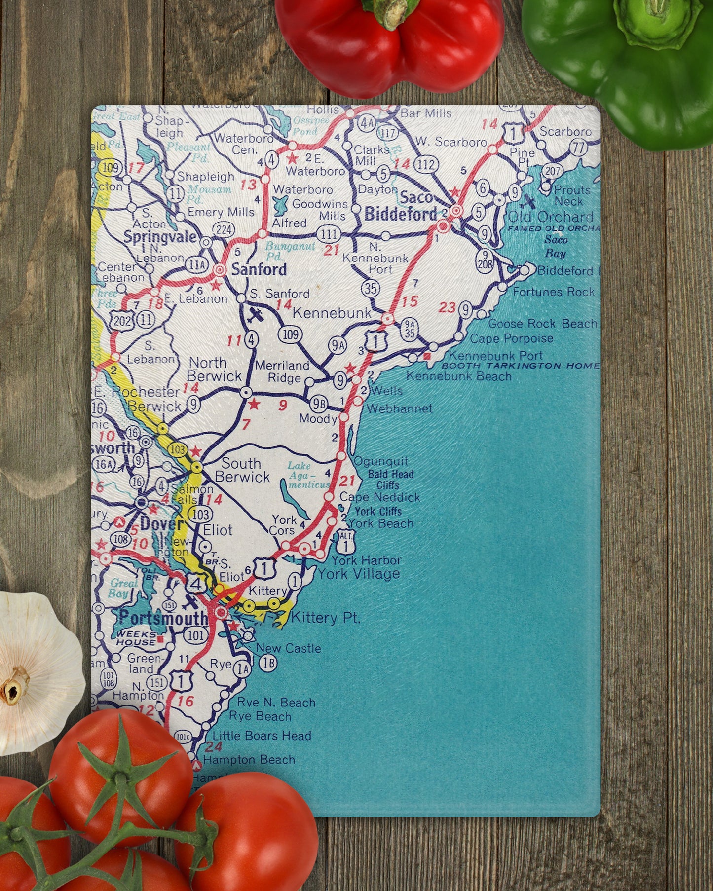 Ogunquit Maine Map Cutting Board | Travel Gift | Kitchen Decor