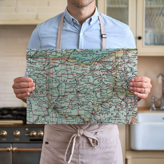 Ohio Map Cutting Board | Vintage Map Kitchen Decor