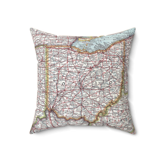 Ohio vintage map pillow