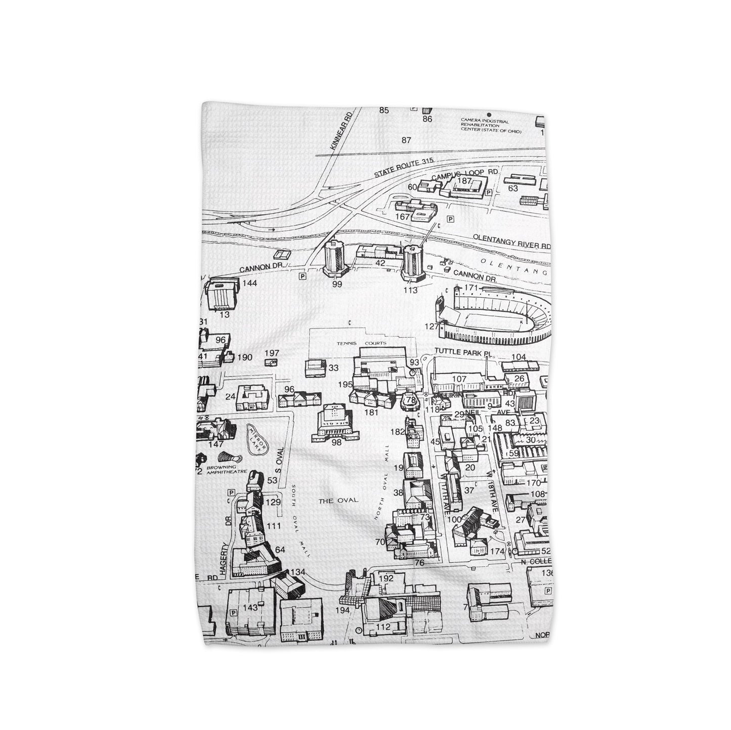 Ohio State University Map Tea Towel | Waffle-Weave Kitchen Towel Gift