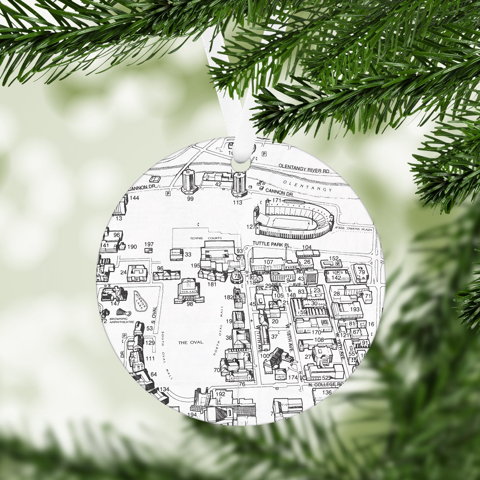 Ohio State University Vintage Map Ornament