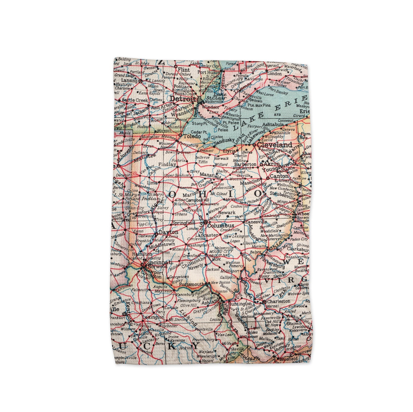Ohio Map Tea Towel | Waffle-Weave Kitchen Towel Gift
