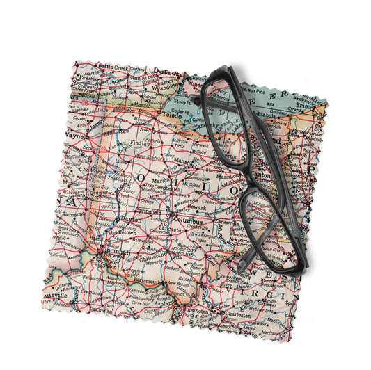 Ohio Map Lens Cloth | Ohio Microfiber Glasses Cleaner | Travel Gift
