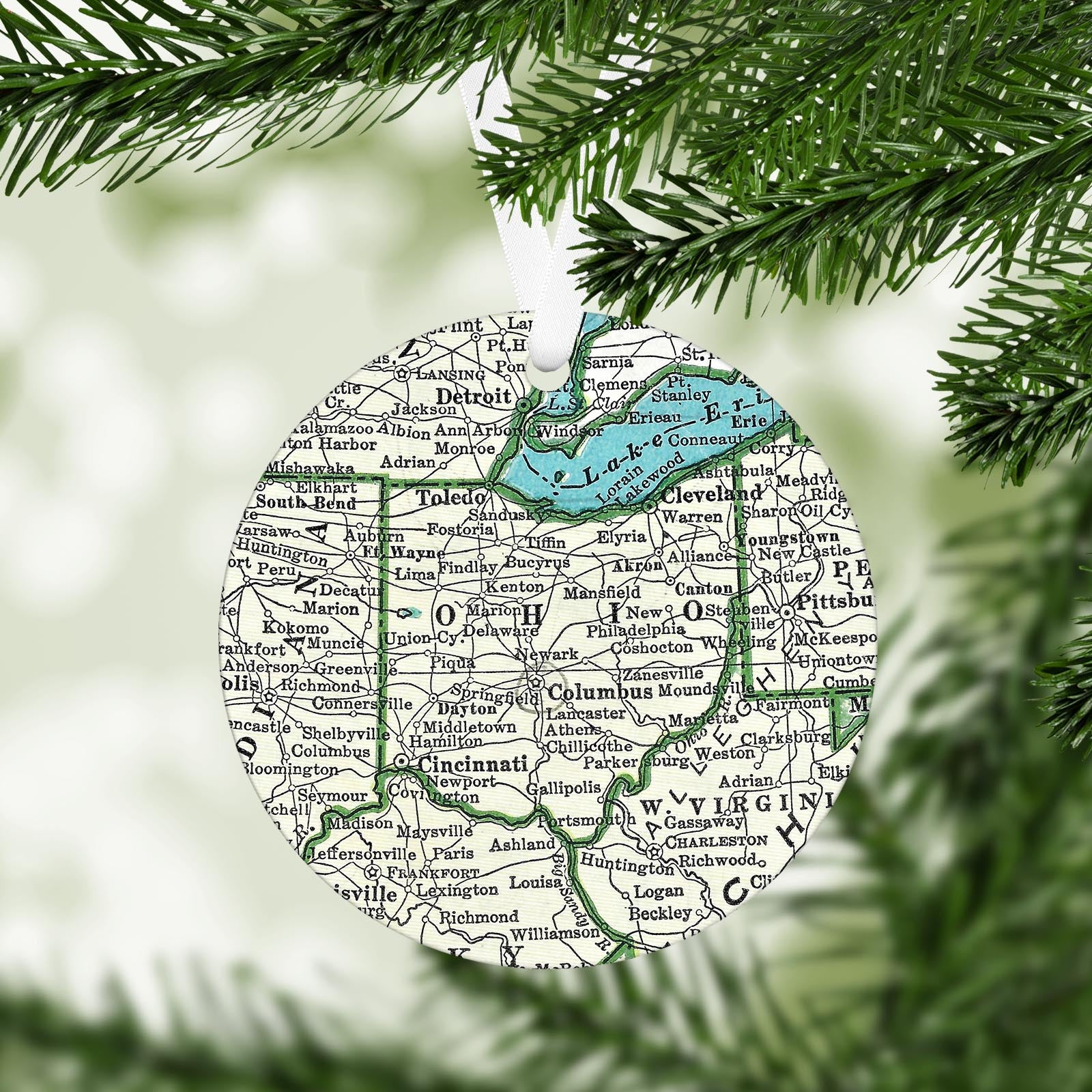 Ohio Vintage Map Ornament