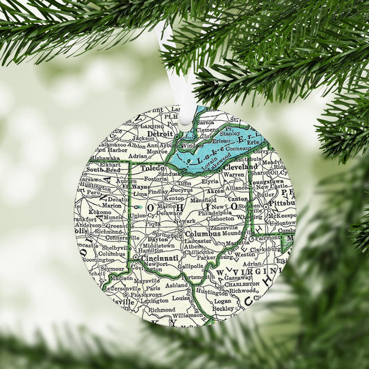 Ohio Vintage Map Ornament