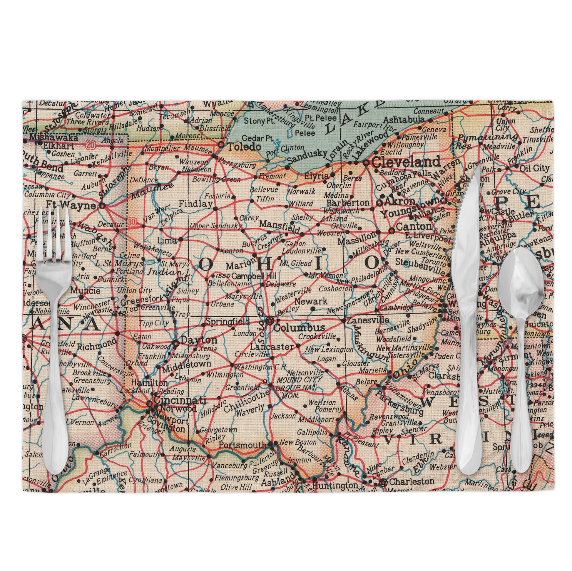 Ohio Vintage Map Placemats Set of 4