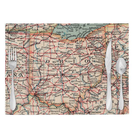 Ohio Vintage Map Placemats Set of 4