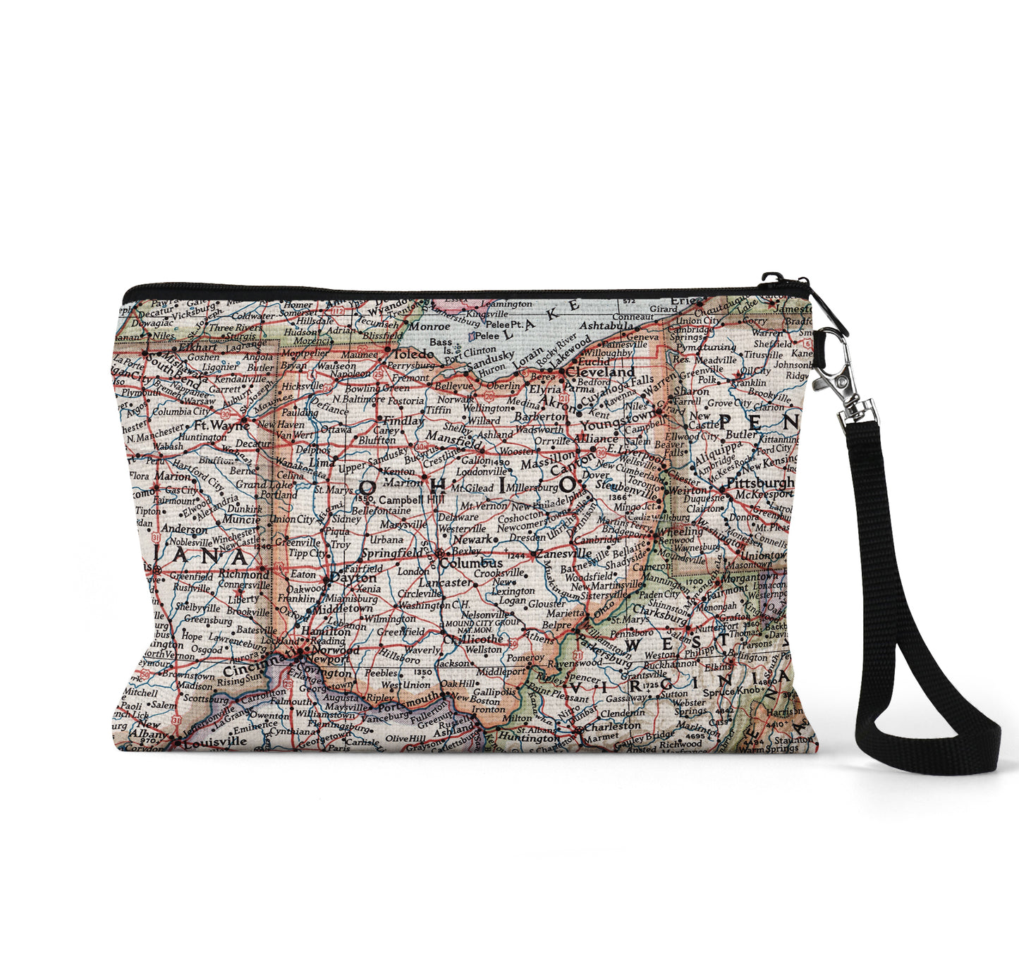 Ohio Map Travel Pouch Wristlet