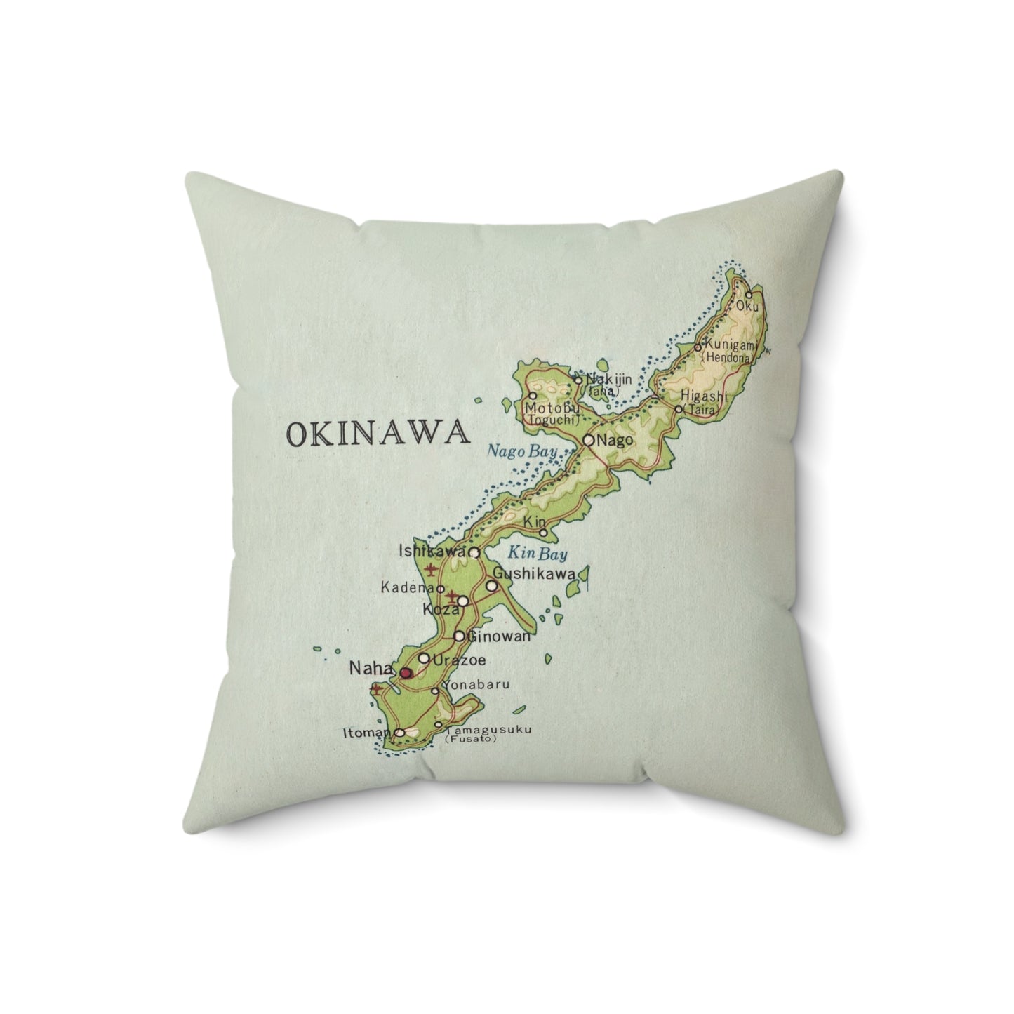 Okinawa Japan vintage map pillow