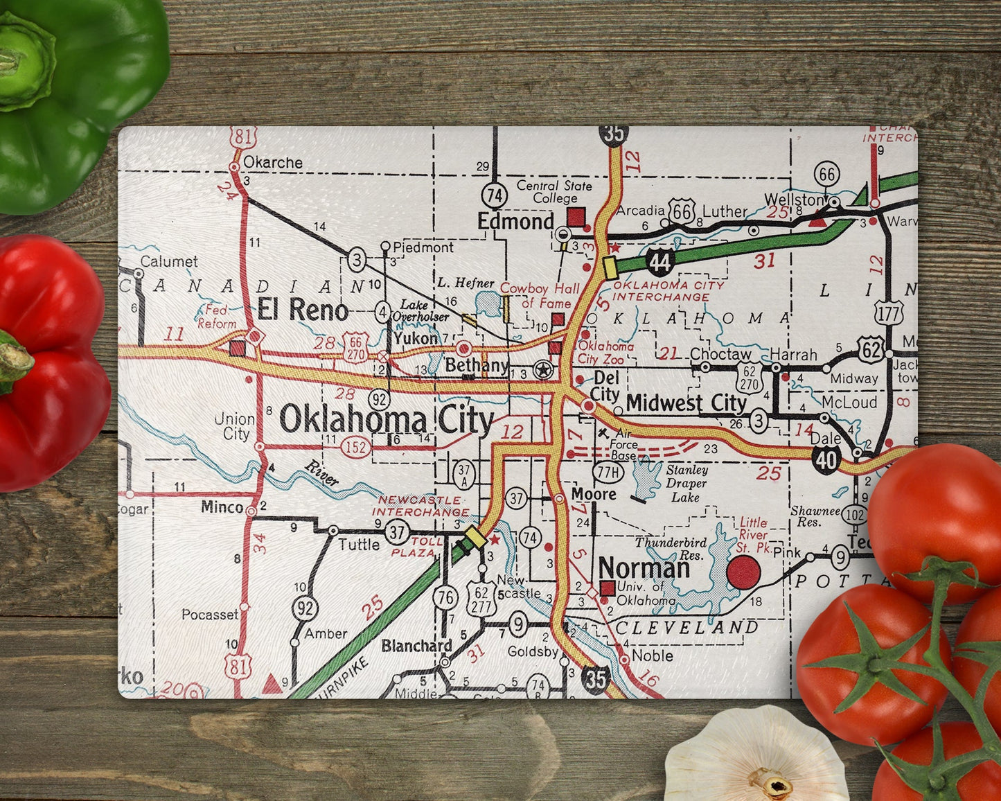 Oklahoma City Map Cutting Board | Travel Gift | Kitchen Decor
