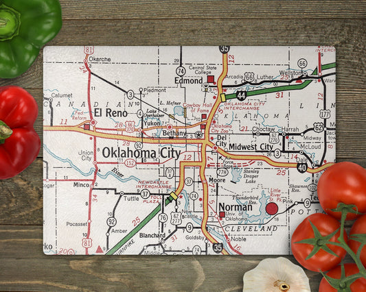 Oklahoma City Map Cutting Board | Travel Gift | Kitchen Decor