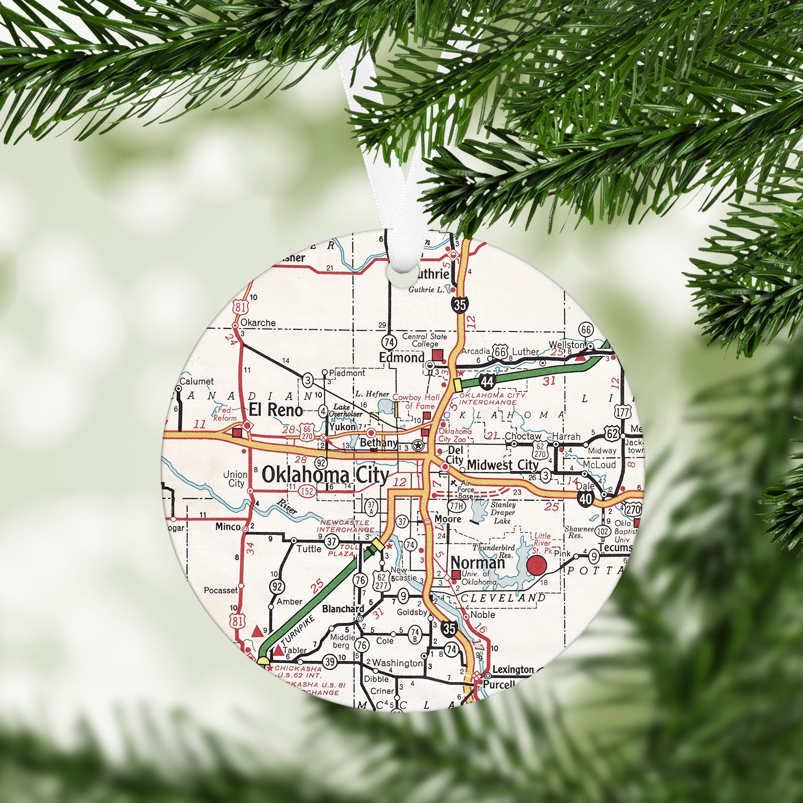 Oklahoma City Oklahoma Vintage Map Ornament