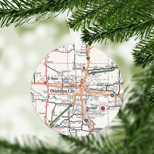 Oklahoma City Oklahoma Vintage Map Ornament