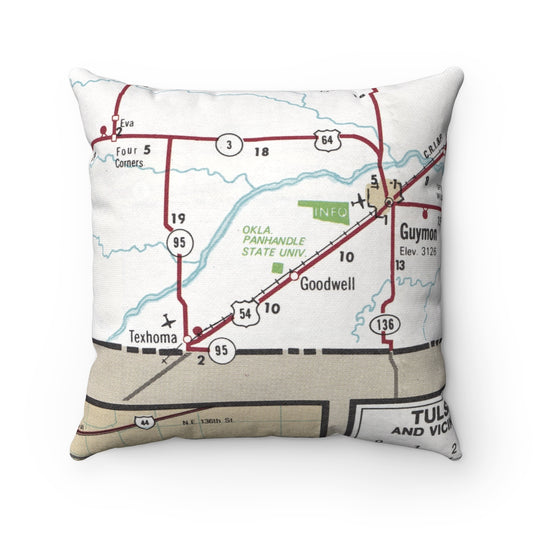 Oklahoma Panhandle State University vintage map pillow