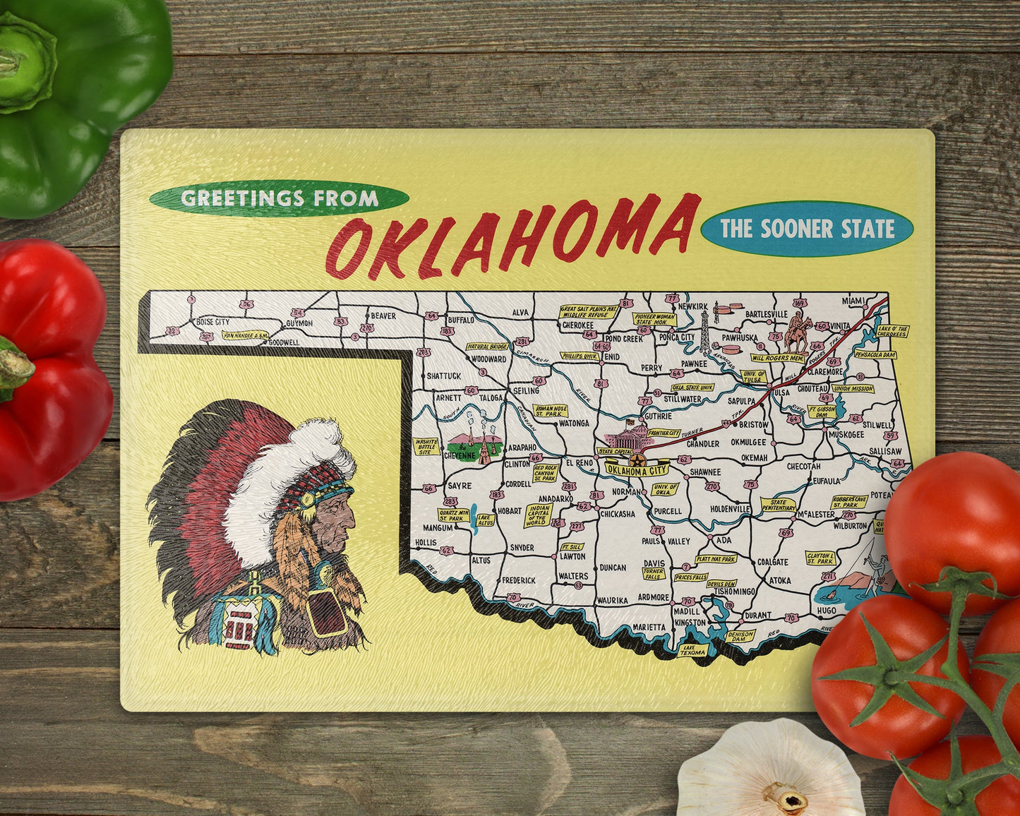 Oklahoma Map Cutting Board | Travel Gift | Kitchen Decor