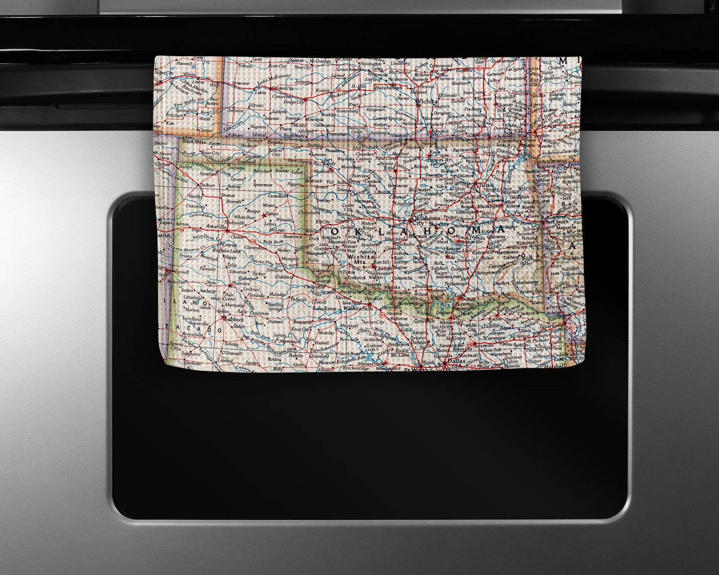Oklahoma Map Tea Towel | Waffle-Weave Kitchen Towel Gift