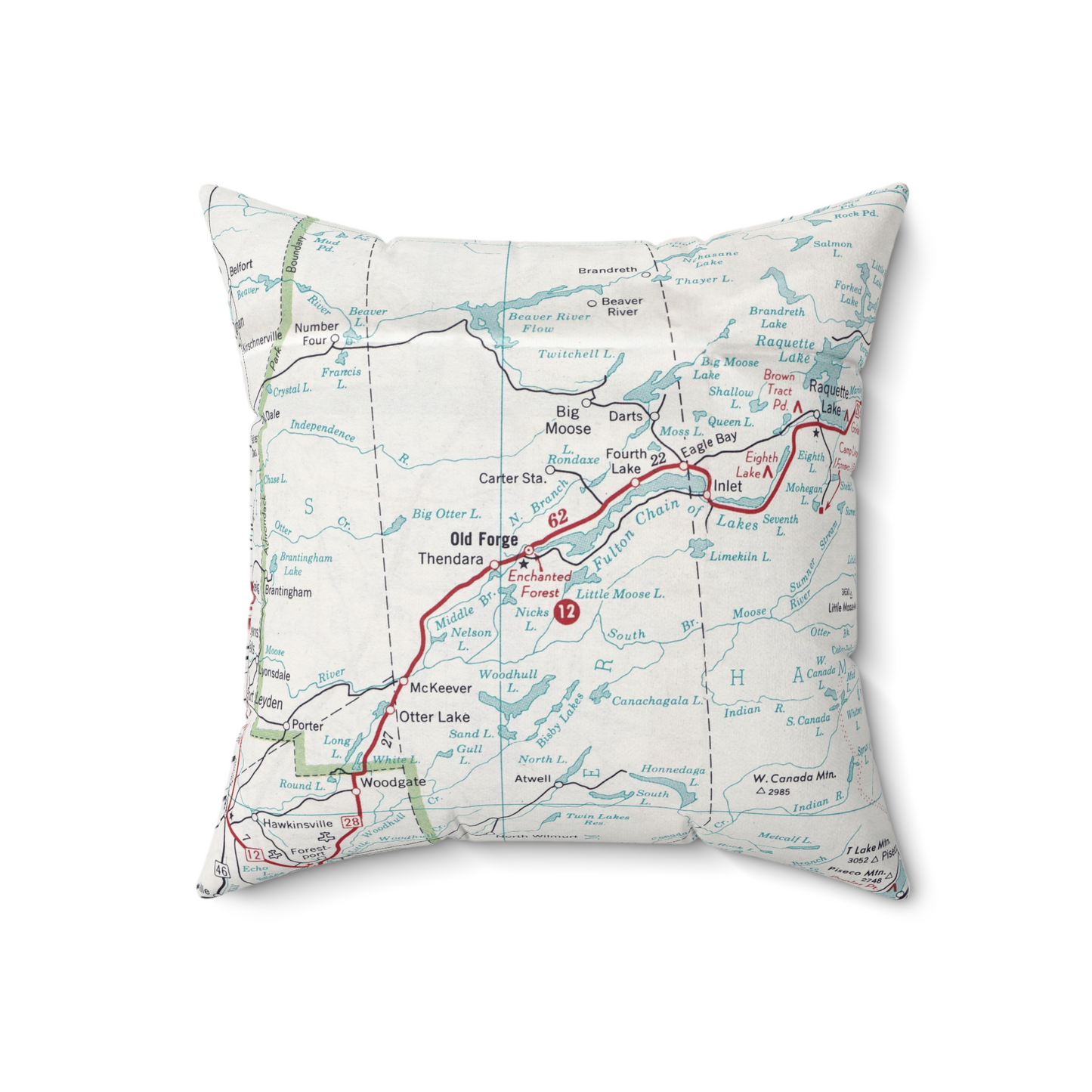 Old Forge New York vintage map pillow