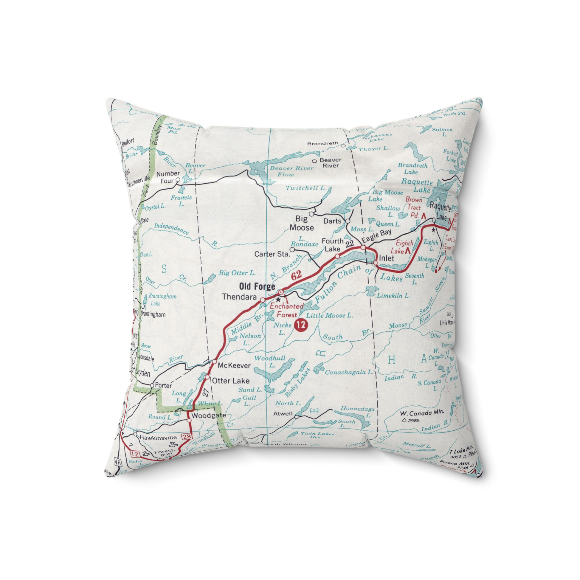 Old Forge New York vintage map pillow