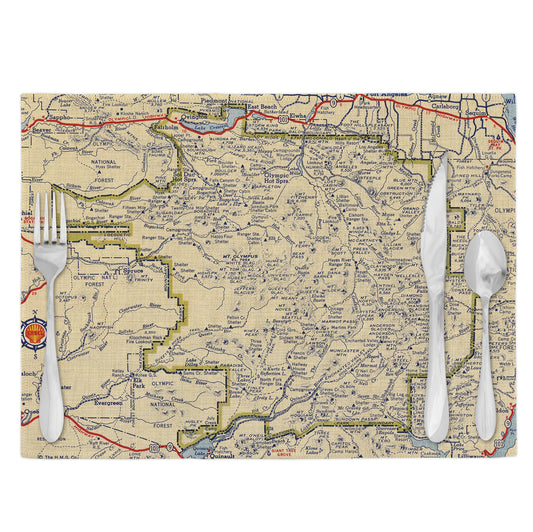 Olympic National Park Vintage Map Placemats Set of 4