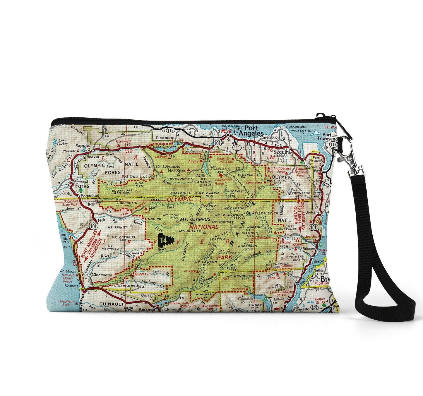 Olympic National Park map wristlet travel pouch