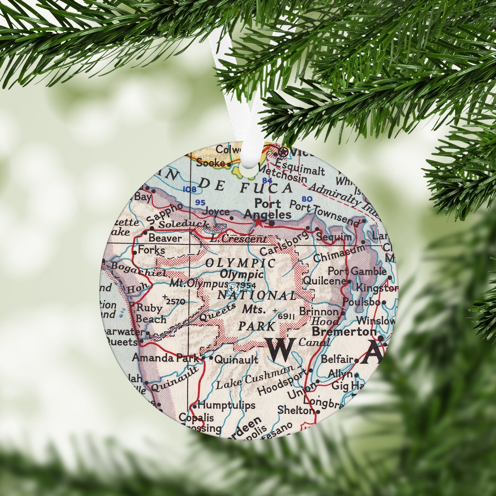 Olympic National Park Vintage Map Ornament