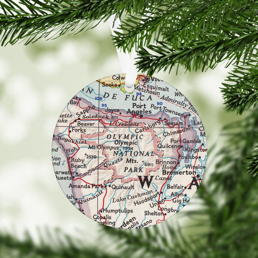 Olympic National Park Vintage Map Ornament