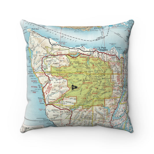 Olympic National Park vintage map pillow