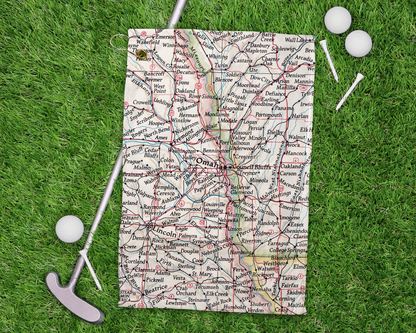 Omaha Nebraska golf towel primary image
