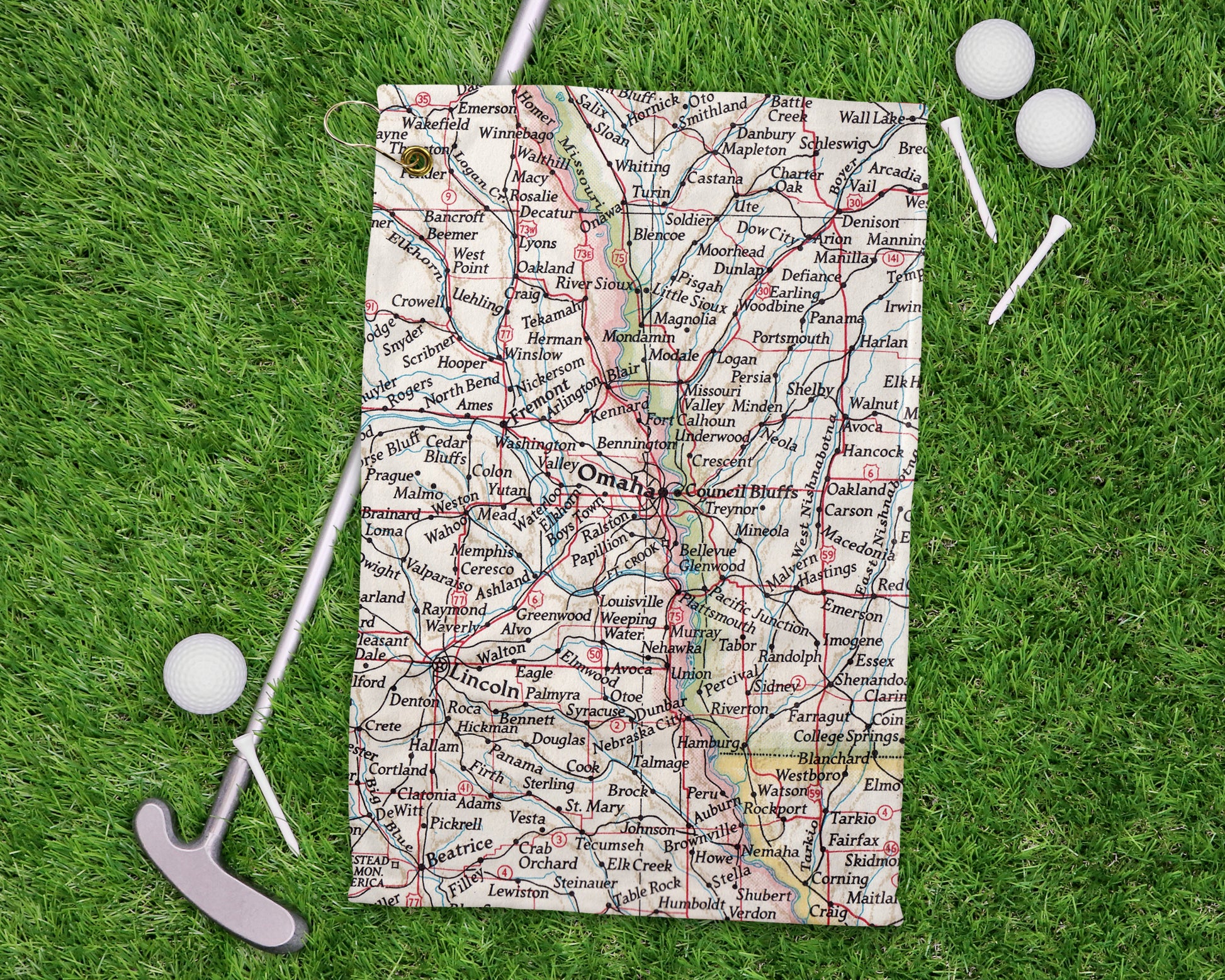 Omaha Nebraska golf towel primary image