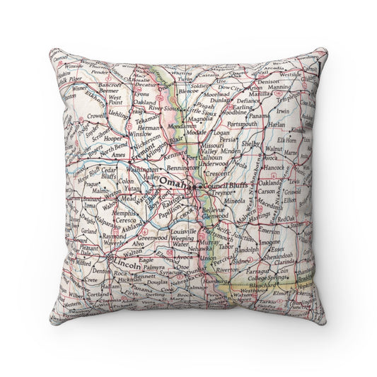 Omaha Nebraska vintage map pillow