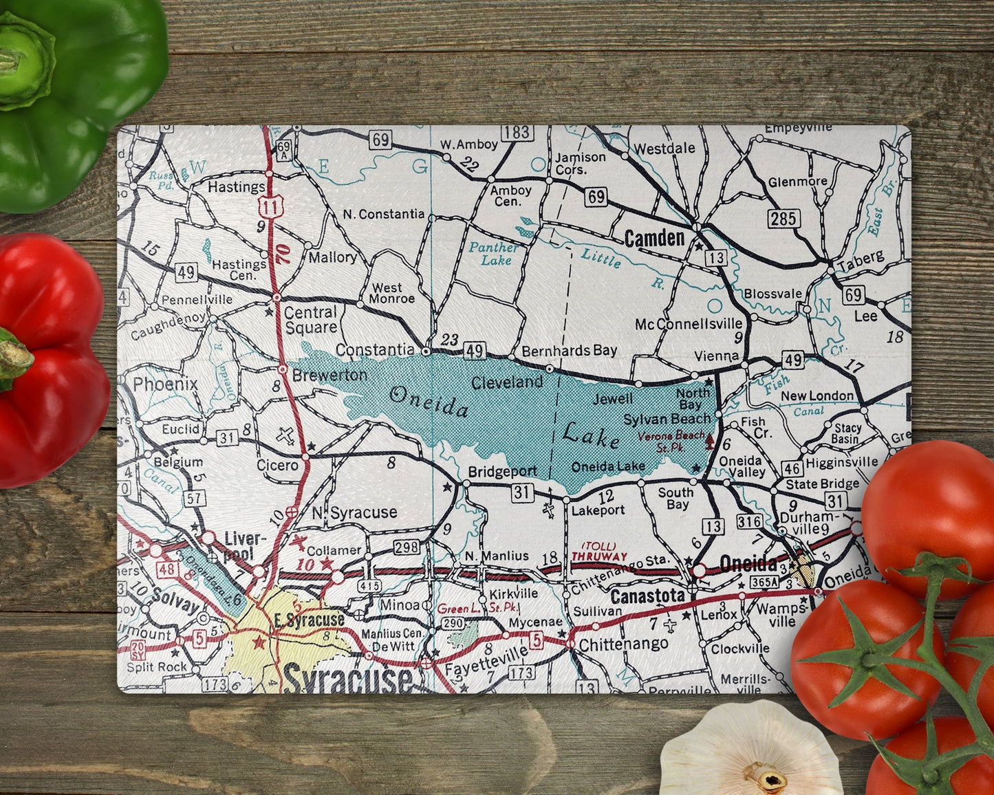 Oneida Lake New York Map Cutting Board | Travel Gift | Kitchen Decor