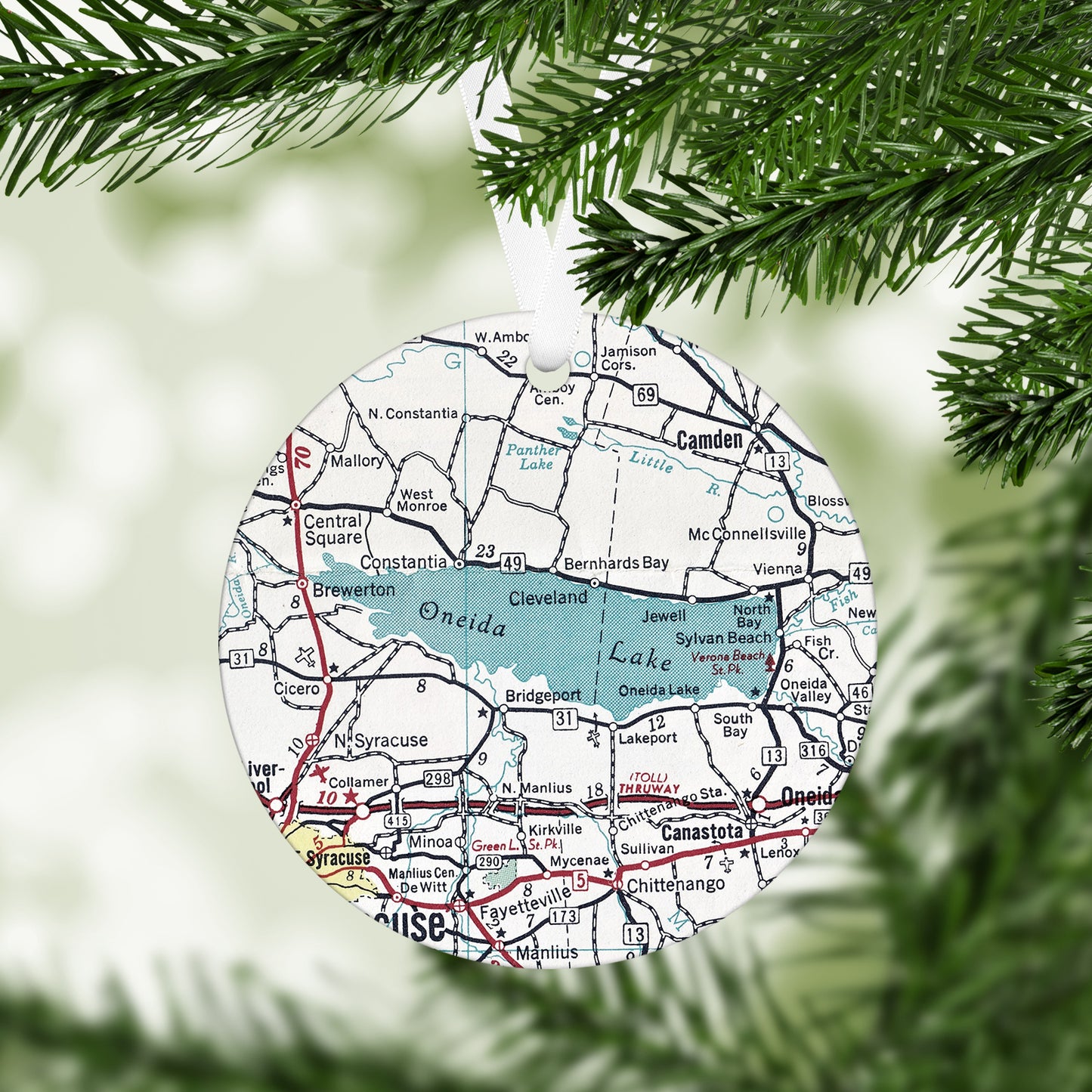 Oneida Lake New York Vintage Map Ornament