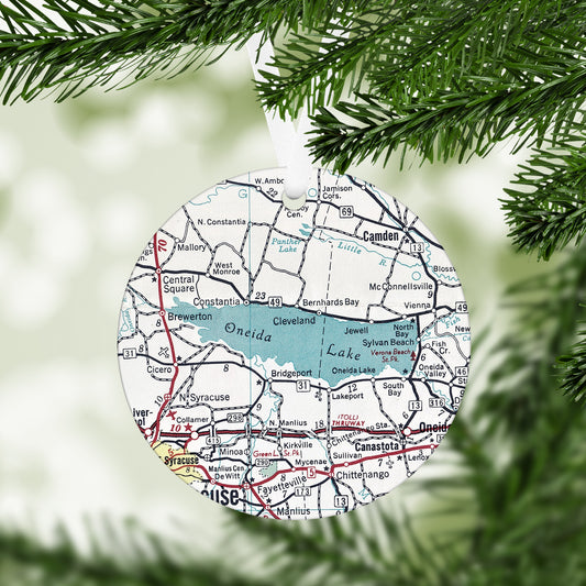 Oneida Lake New York Vintage Map Ornament