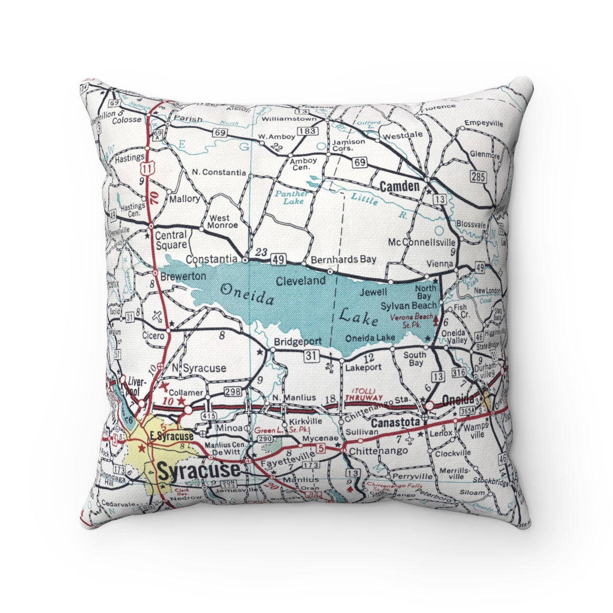 Oneida Lake New York vintage map pillow