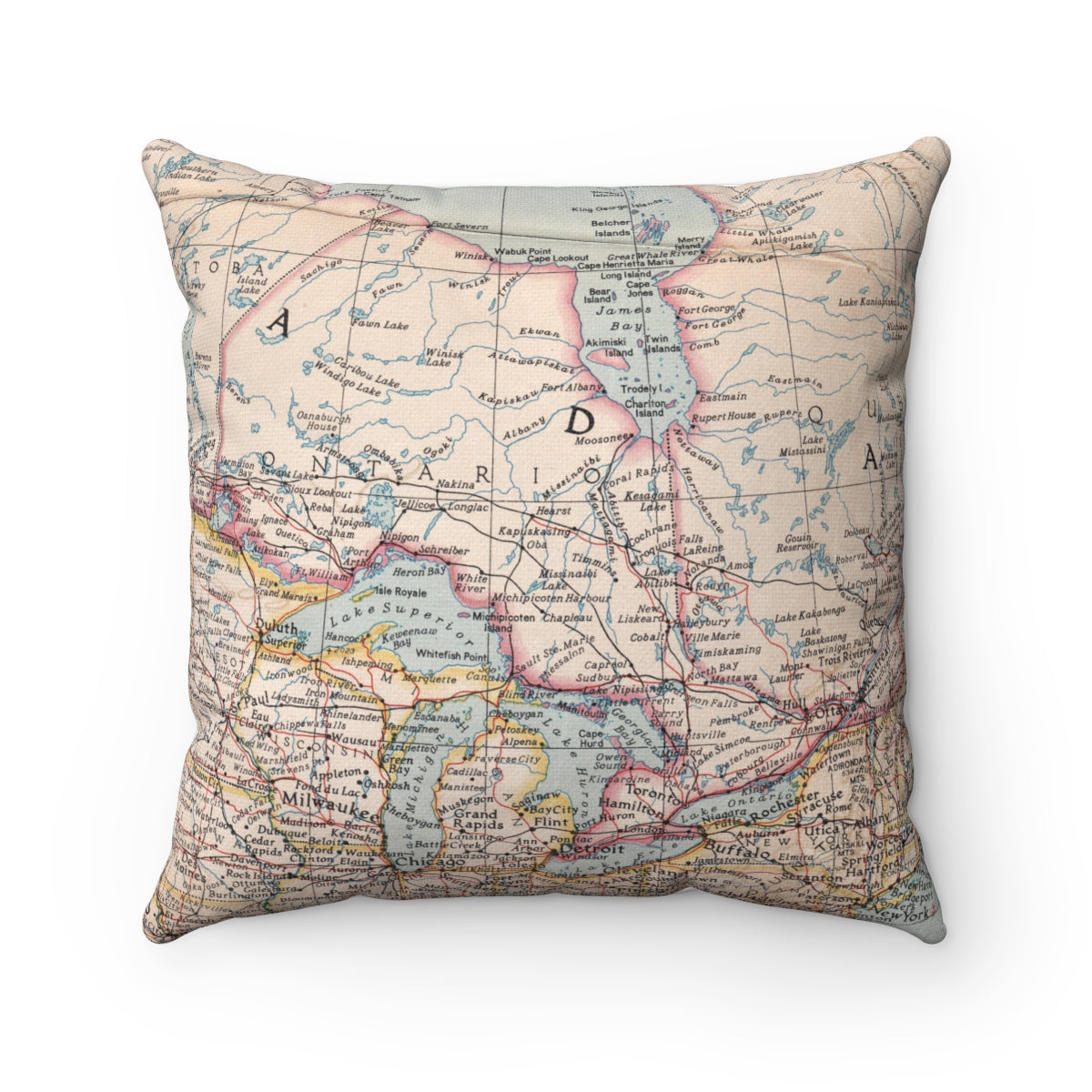 Ontario vintage map pillow
